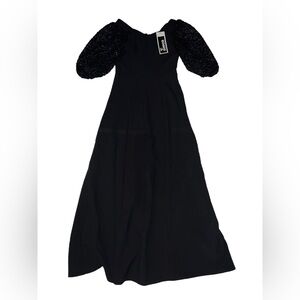 Simco Size 8 Dress Maxi Puffy Sleeves Length 57” Style 4061 Black #st37